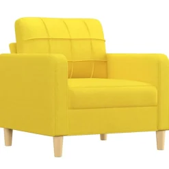vidaXL 4-delige Loungeset met kussens stof lichtgeel