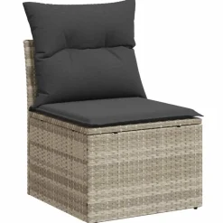 vidaXL 6-delige Loungeset met kussens poly rattan lichtgrijs