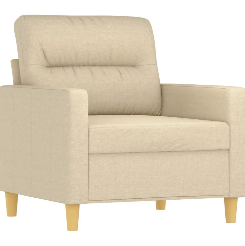 vidaXL 3-delige Loungeset met kussens stof crèmekleurig