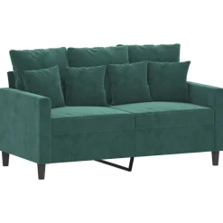 vidaXL 3-delige Loungeset met kussens fluweel donkergroen