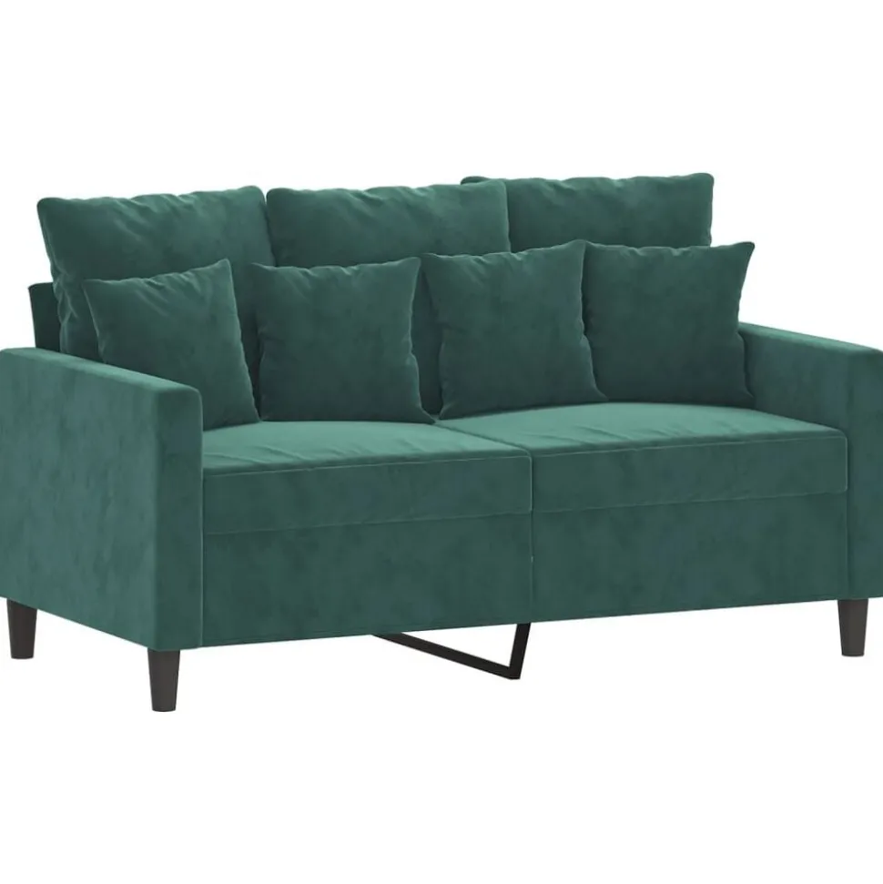 vidaXL 3-delige Loungeset met kussens fluweel donkergroen