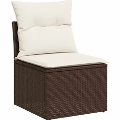 vidaXL 4-delige Loungeset met kussens poly rattan bruin