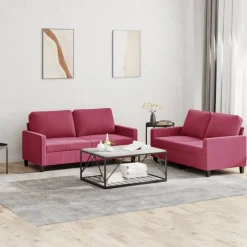 vidaXL 2-delige Loungeset met kussens fluweel wijnrood