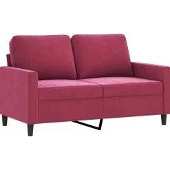 vidaXL 2-delige Loungeset met kussens fluweel wijnrood