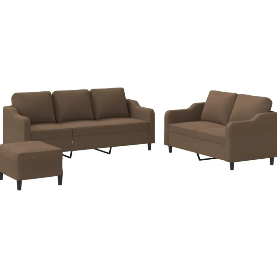 vidaXL 4-delige Loungeset met kussens stof bruin