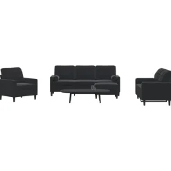 vidaXL 4-delige Loungeset met kussens en bolsters fluweel zwart