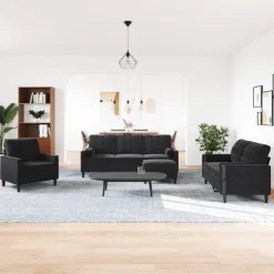 vidaXL 4-delige Loungeset met kussens en bolsters fluweel zwart