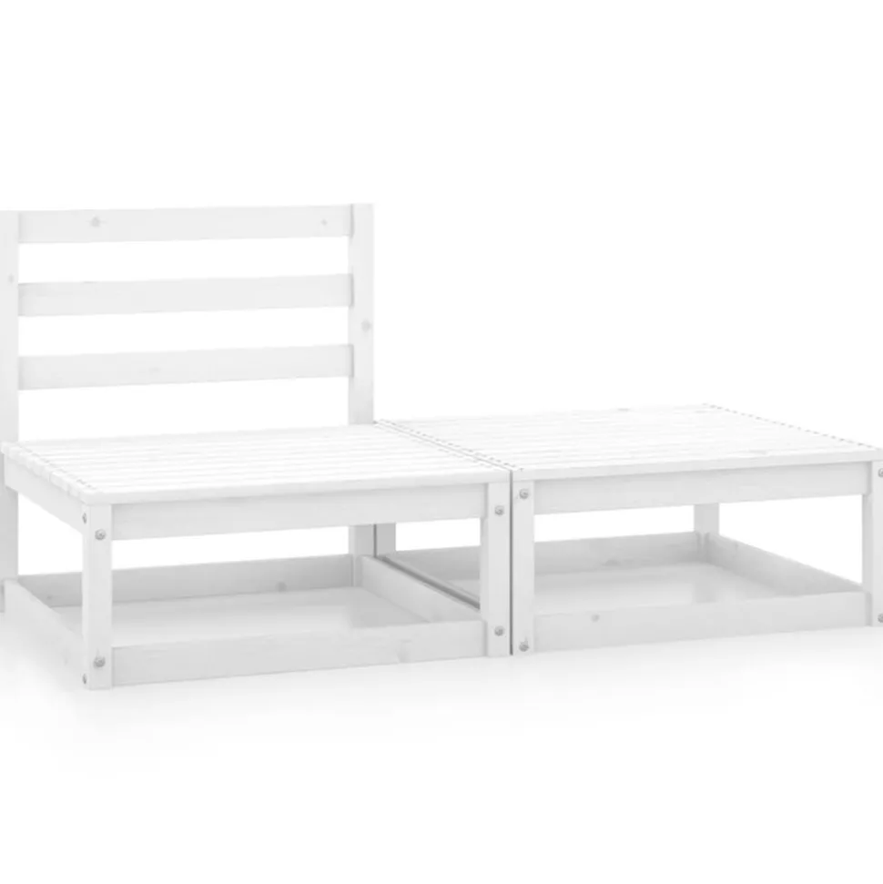 vidaXL 2-delige Loungeset massief grenenhout wit