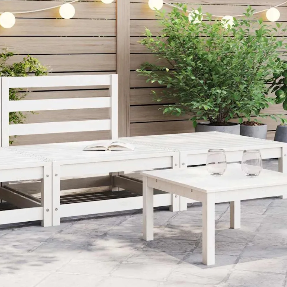 vidaXL 2-delige Loungeset massief grenenhout wit