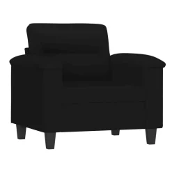 vidaXL 3-delige Loungeset met kussens microvezelstof zwart