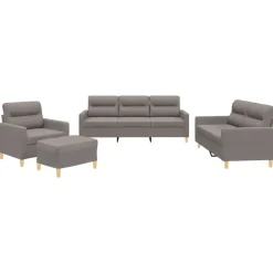 vidaXL 4-delige Loungeset met kussens stof taupe
