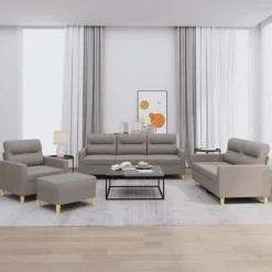 vidaXL 4-delige Loungeset met kussens stof taupe