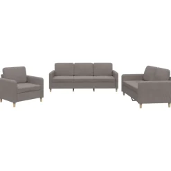 vidaXL 3-delige Loungeset met kussens stof taupe