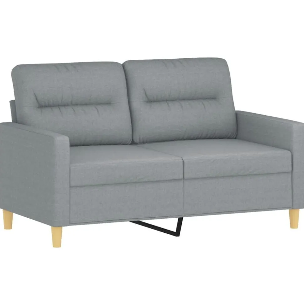 vidaXL 3-delige Loungeset met kussens stof lichtgrijs