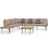 vidaXL 4-delige Loungeset met kussens massief acaciahout bruin