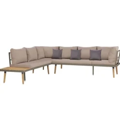 vidaXL 4-delige Loungeset met kussens massief acaciahout bruin