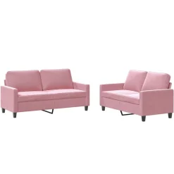vidaXL 2-delige Loungeset met kussens fluweel roze