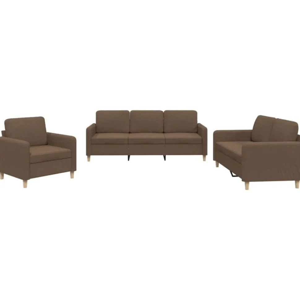 vidaXL 4-delige Loungeset met kussens stof bruin