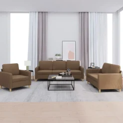 vidaXL 4-delige Loungeset met kussens stof bruin