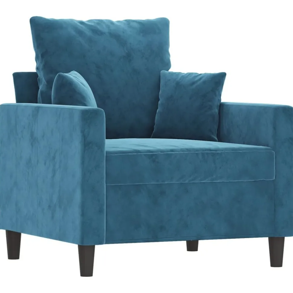 vidaXL 3-delige Loungeset met kussens fluweel blauw