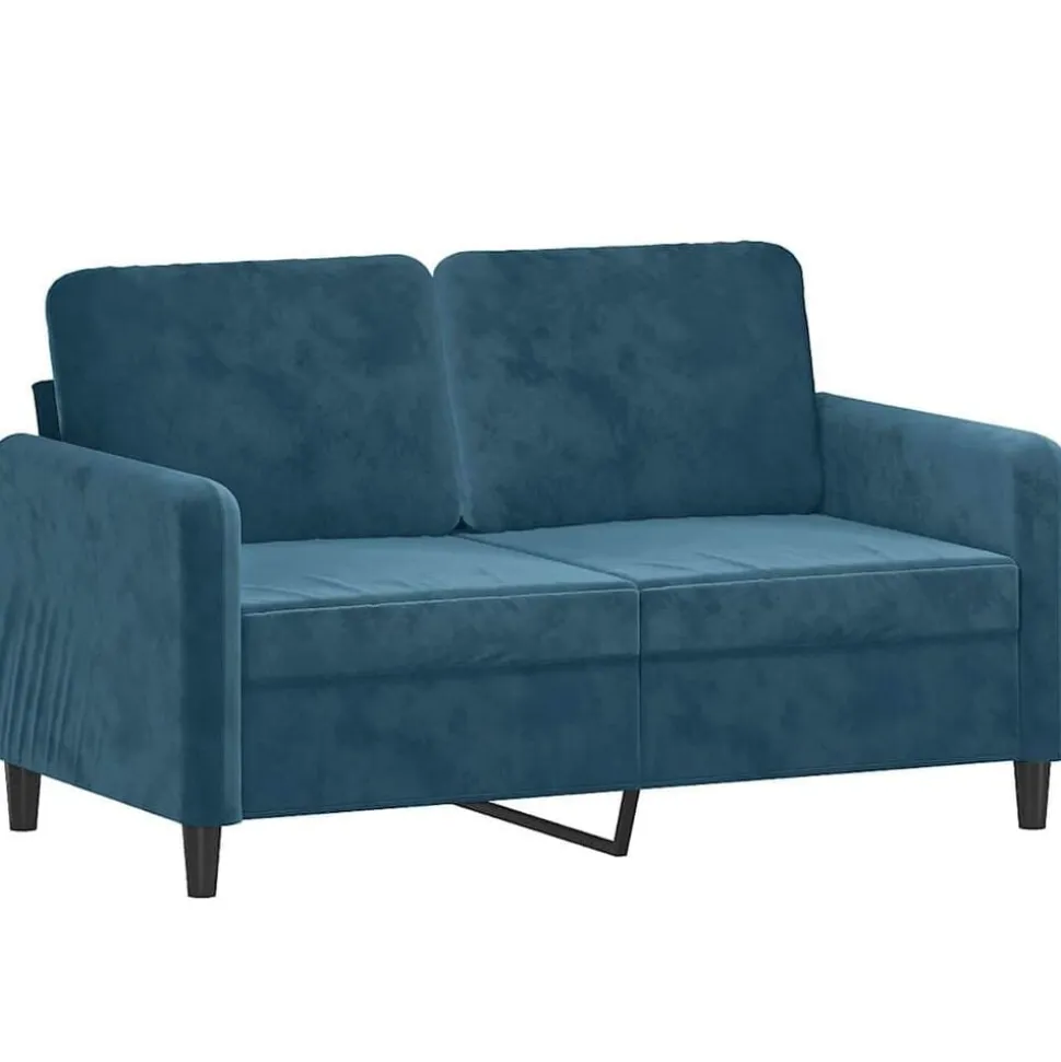 vidaXL 3-delige Loungeset met kussens fluweel blauw