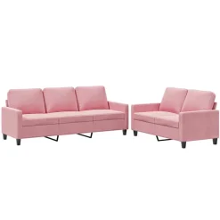 vidaXL 2-delige Loungeset met kussens fluweel roze