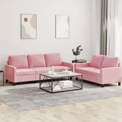 vidaXL 2-delige Loungeset met kussens fluweel roze