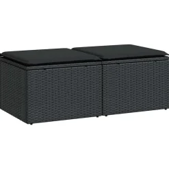 vidaXL 2-delige Loungeset met kussens poly rattan acacia zwart