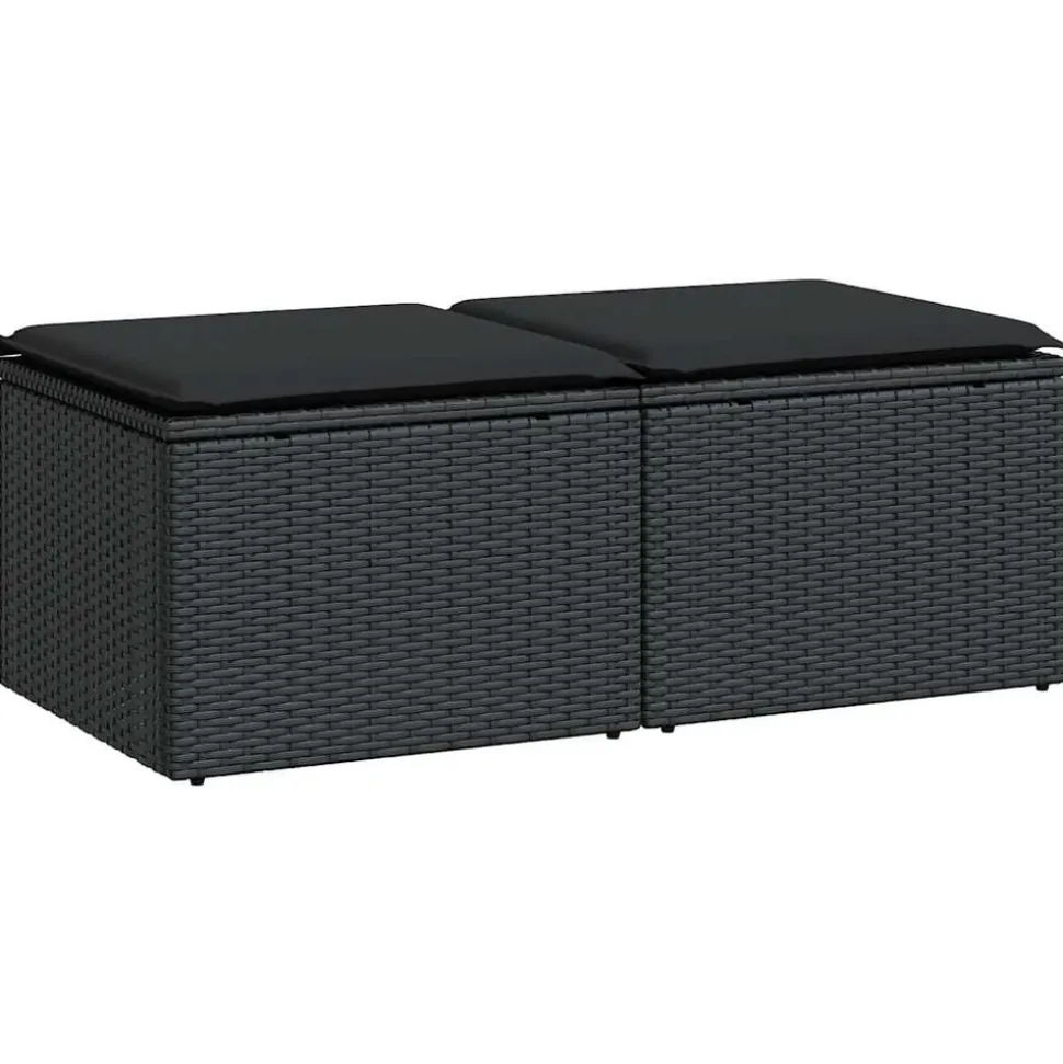 vidaXL 2-delige Loungeset met kussens poly rattan acacia zwart