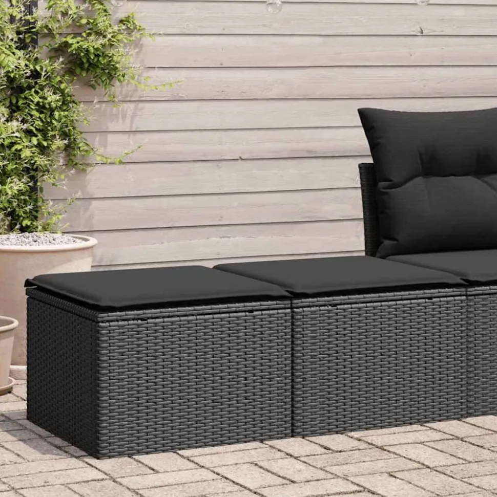 vidaXL 2-delige Loungeset met kussens poly rattan acacia zwart