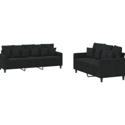 vidaXL 2-delige Loungeset met kussens fluweel zwart
