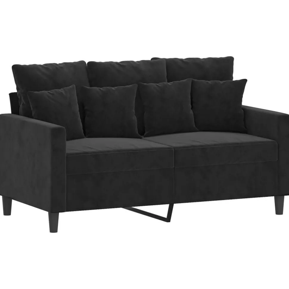 vidaXL 2-delige Loungeset met kussens fluweel zwart