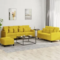 vidaXL 3-delige Loungeset met kussens fluweel geel