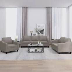 vidaXL 3-delige Loungeset met kussens stof taupe