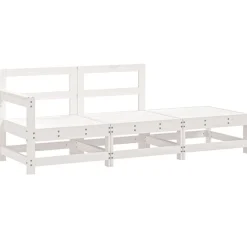 vidaXL 3-delige Loungeset massief grenenhout wit