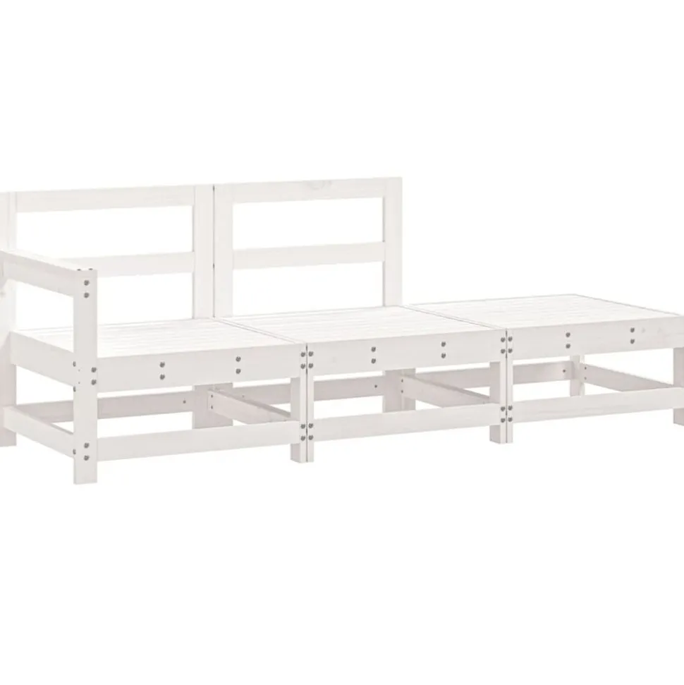 vidaXL 3-delige Loungeset massief grenenhout wit