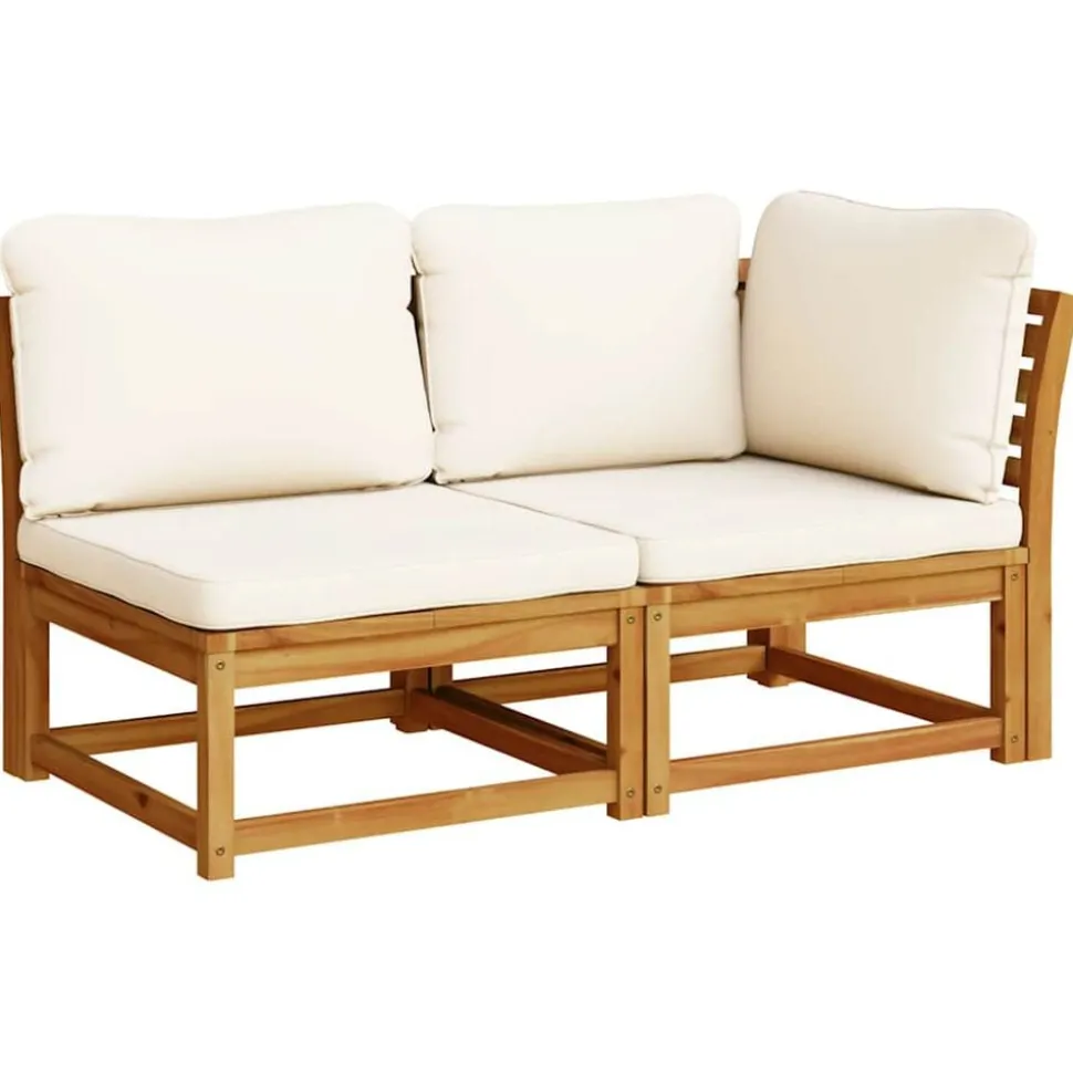 vidaXL 2-delige Loungeset met kussens massief acaciahout