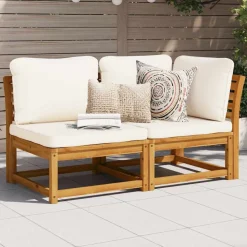 vidaXL 2-delige Loungeset met kussens massief acaciahout