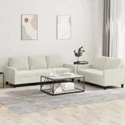 vidaXL 2-delige Loungeset met kussens fluweel crèmekleurig