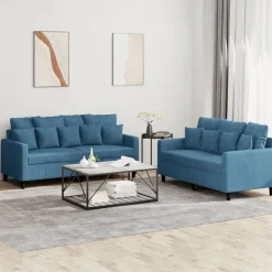 vidaXL 2-delige Loungeset met kussens fluweel blauw