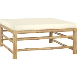 vidaXL 6-delige Loungeset met crèmewitte kussens bamboe