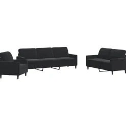 vidaXL 4-delige Loungeset met kussens fluweel zwart
