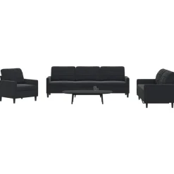 vidaXL 4-delige Loungeset met kussens fluweel zwart