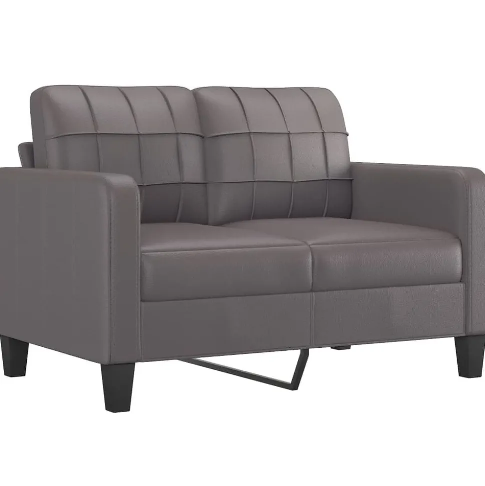 vidaXL 3-delige Loungeset met kussens kunstleer grijs