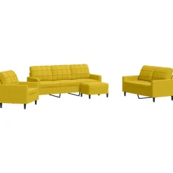 vidaXL 4-delige Loungeset met kussens fluweel geel