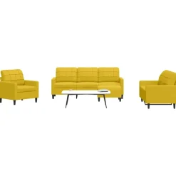 vidaXL 4-delige Loungeset met kussens fluweel geel