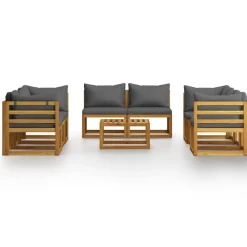 vidaXL 9-delige Loungeset met kussens massief acaciahout