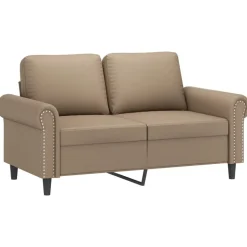 vidaXL 3-delige Loungeset met kussens kunstleer cappuccinokleurig