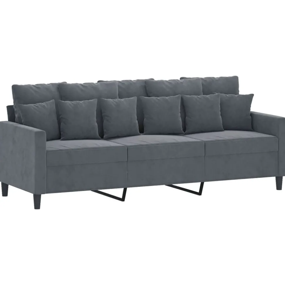 vidaXL 4-delige Loungeset met kussens fluweel donkergrijs