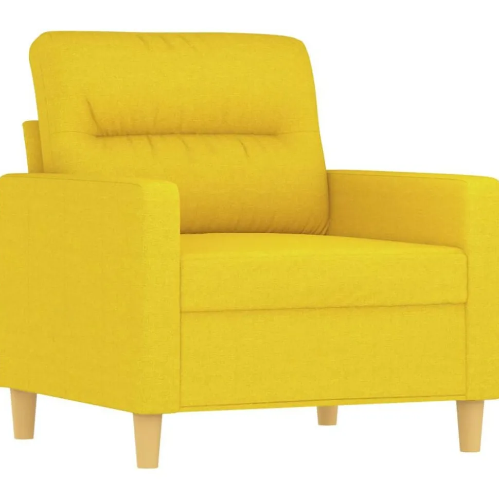 vidaXL 3-delige Loungeset met kussens stof lichtgeel